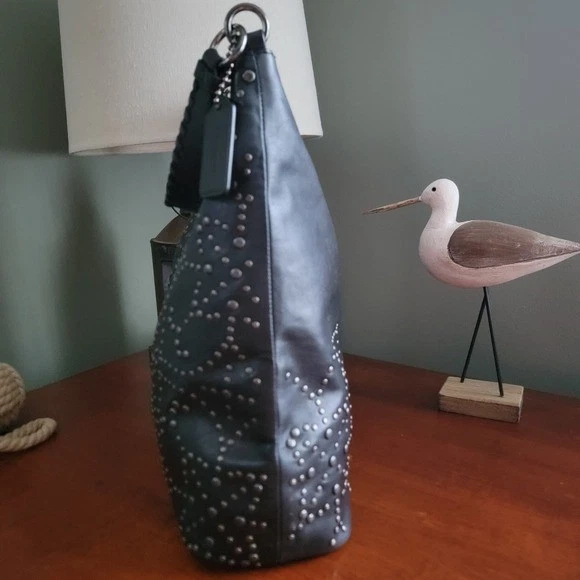 Coach Celeste F35203 Studded Hobo Black Leather Bag - Image 2 of 4