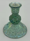 Vtg Fenton Taper Candle Holder Green Carnival Iridescent Glass Qty 1   4.75"
