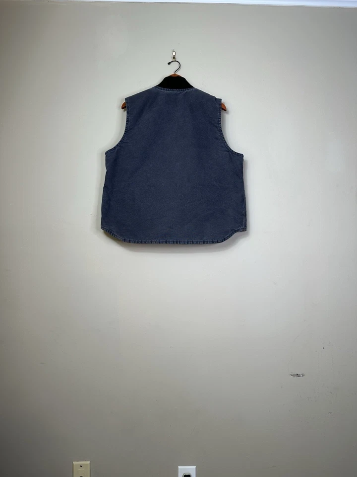 Colete remendado Carhartt masculino L lona forrado de lã vestuário de trabalho ártico vintage - Imagem 3 de 4