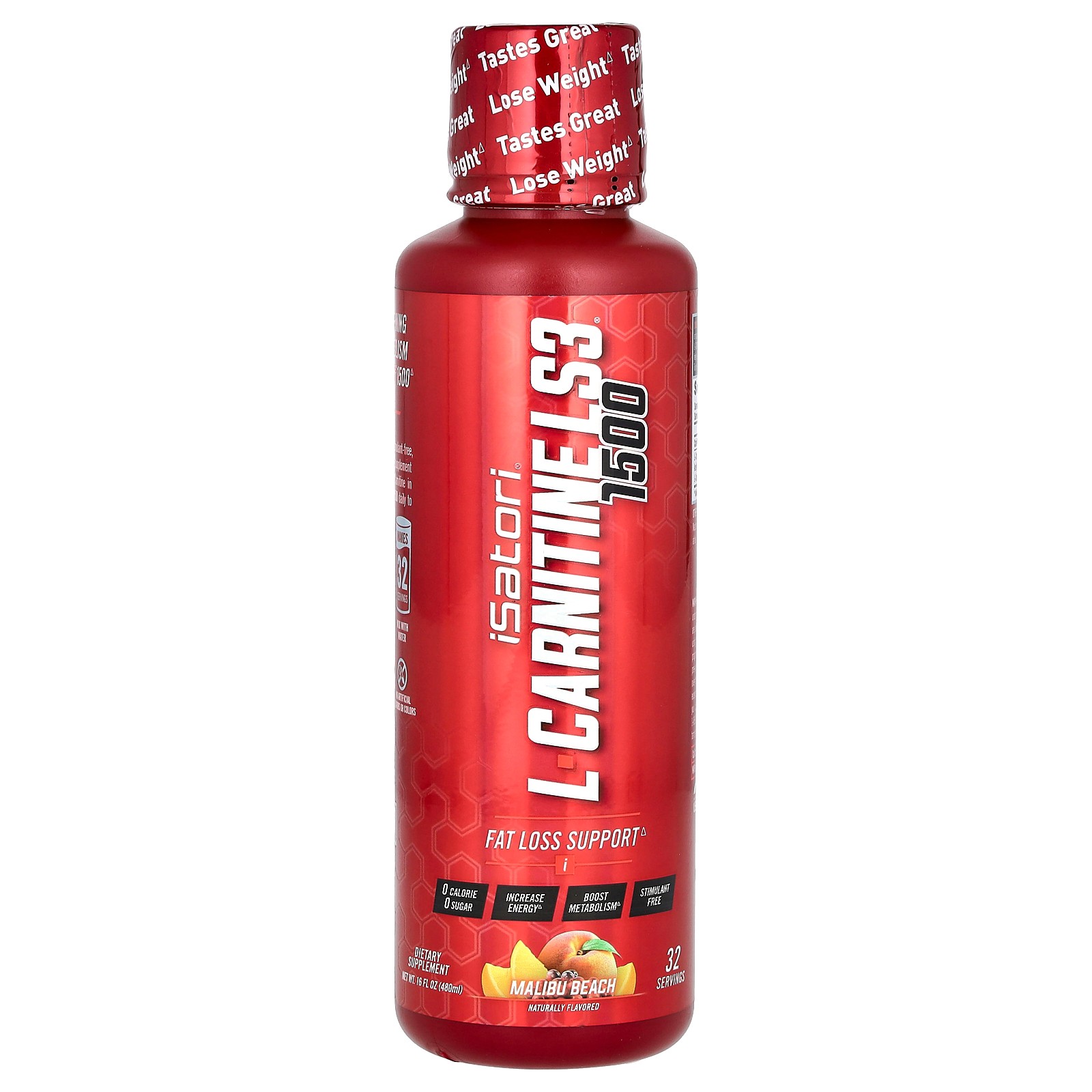 L-карнитин LS3 1500, Malibu Beach, 1500 мг, 16 жидких унций (480 мл)