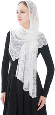 Elegant Floral Catholic Church Veil, Soft Mantilla Chapel Prayer Scarf Wrap Shaw