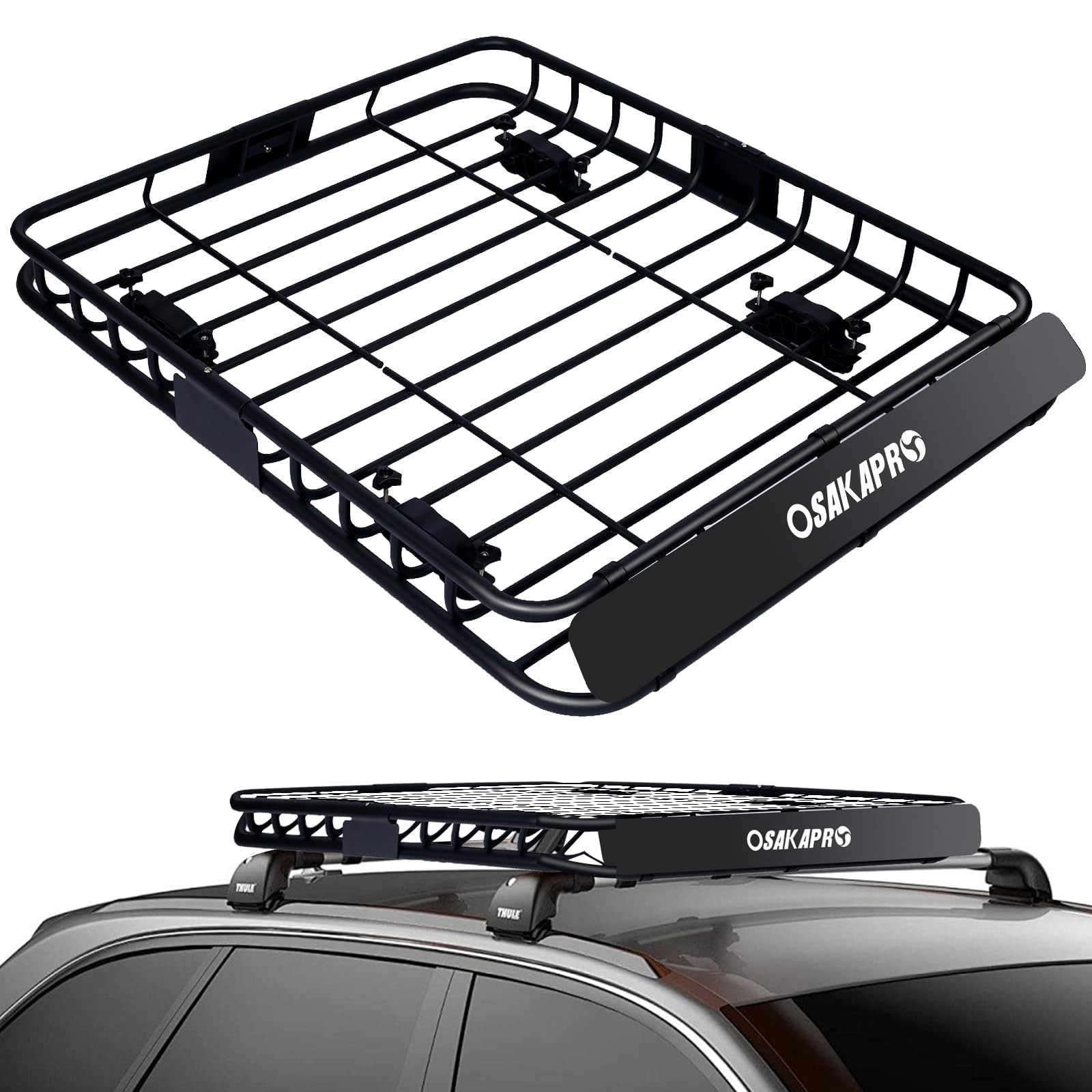 Steel Roof Cargo Carrier Basket 42 x 36 for SUV Pick Up Trucks 150 lbs Black