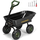 Heavy Duty 4 Cu.Ft Garden Cart Wagon 660 lbs Utility Dump Wagon Pneumatic Wheels
