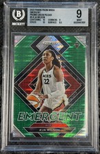 2022 Prizm WNBA A'ja Wilson Emergen Green Pulsar 01/25 First On Print BGS 9