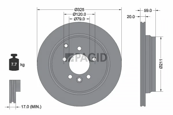 2x PAGID Disque Außenbelüftet Ø325mm pour Land Rover Discovery IV L319 La - Photo 1/1