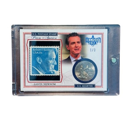 2023 Decision 2022 Gavin Newsom Pieces of America Blue Kennedy Stamp 1/3