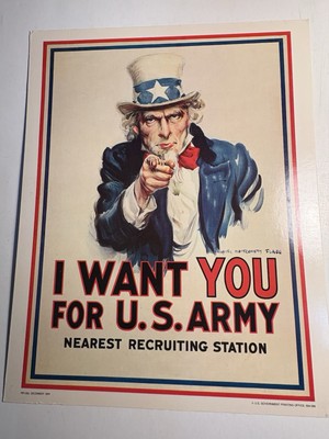 Vintage USPS Uncle Sam Recruiting Poster, Official 1984 14 x 11, Stamped  
