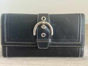 Vintage Coach Black Leather Buckle Wallet