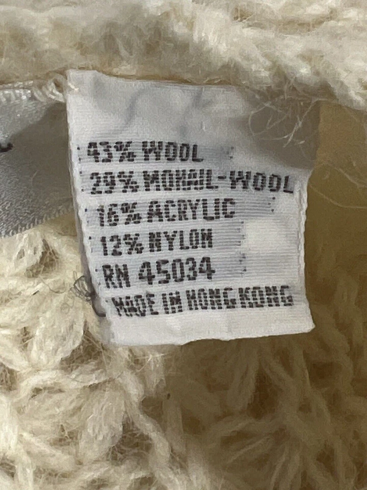 Suéter cárdigan vintage William Kasper para mujer grande beige tejido con cable clip único Foto 3 de 4