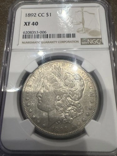 1892 CC Morgan Silver Dollar NGC XF40 KEY DATE