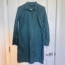 Tommy Hilfiger Long Sleeve Shirt Dress Teal/Blue, Button-Up, Size Med