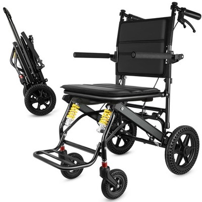 All-terrain foldable travel wheelchair, Weighs only 19 lb, 280° swivel armrests