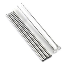 Norpro Stainless Steel Drinking Straws with 2 Cleaning One Size, B07YNK6LVN 