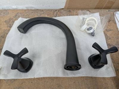 Delta Stryke 2-Handle Deck Mount Roman Tub Faucet Trim Kit in Matte Black