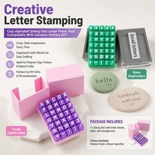 Clay Letter Stamp Mold Kit Embossing Alphabet Press Tool Fits DIY Craft Making