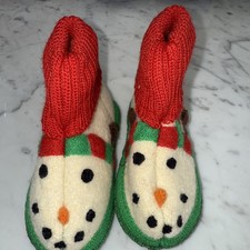 Garnet Hill Snowman Slippers Boiled Wool Toddler Size 04 Winter Christmas