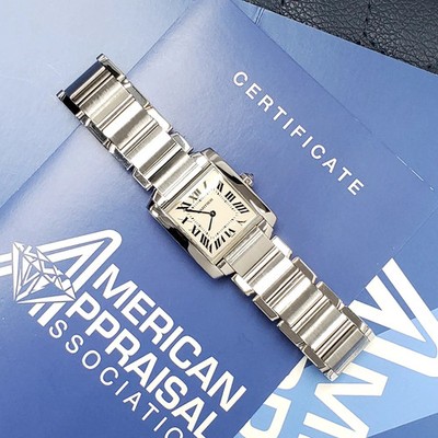 ス*チ様 Cartier タンクフランセーズ MM Ref.2301 W5100 Cartier Tank Française 25mm Off-White Roman Quartz Steel Watch