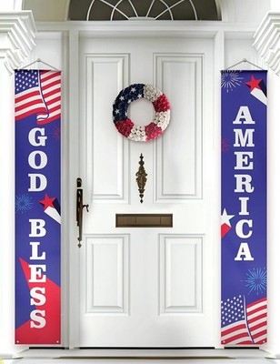 HOUSE OF PARTY God Bless America Vertical 4th of July Patriotic Decoration Sign