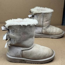 UGG Kids Bailey Bow II Boots Grey Suede Sheep...