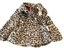 Gymboree Parisian Chic Leopard Animal Print Faux Fur Coat Jacket Sz 5/6 NEW!