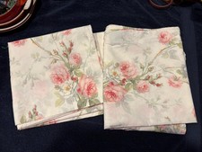 Vtg Ralph Lauren Pink Floral Roses Cottage Two Standard Pillowcases Pair USA
