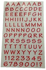 Vintage Mrs. Grossmans Red Alphabet Letters & Numbers Sticker 1 Sheet