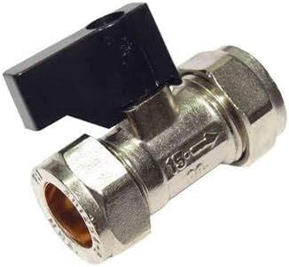 15mm Compression Isolation Valve with Black Lever Handle