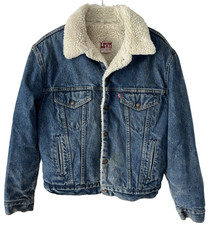 Levis Vtg Denim Jean Trucker Jacket Mens 42R USA Made Sherpa San Francisco Blue