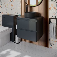 600mm Bathroom Countertop Vanity Unit Basin Wall Hung Floorstanding Anthracite