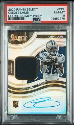 CeeDee Lamb 2020 Select Rookie Patch Auto Silver RPA /199 #RSM-CDL PSA 8 Cowboys