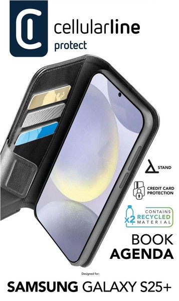 Cellularline Book Agenda 2 Case FüR Samsung S25+ Black (61009) #2268081-image