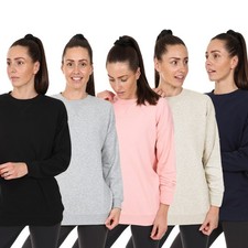 Ladies Premium Sweater Jumper Sweatshirts Women Crew Neck Long Line Oversized