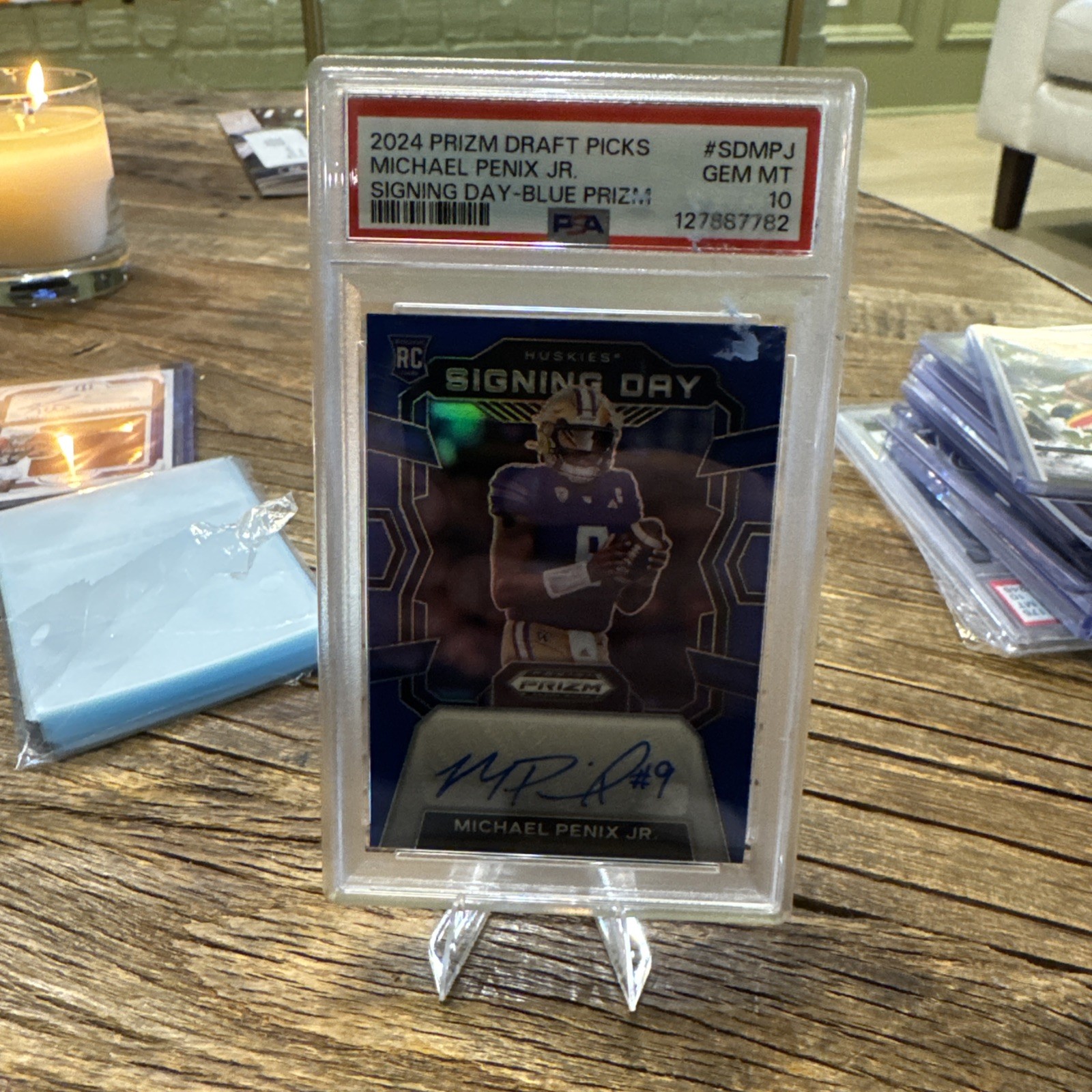 Michael Penix Panini Prizm Draft Picks Signing Day #SDMPJ Blue Prizm