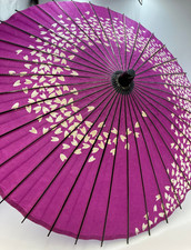 Vintage Japanese Wagasa Umbrella Purple Washi Paper 79cm Handmade Interior Decor