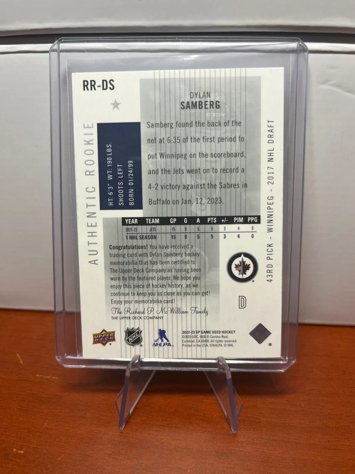 2022-23 UD - SP Game Used - Retro Renovations Rookie Jersey Dylan Samberg RR-DS - Image 2 of 2