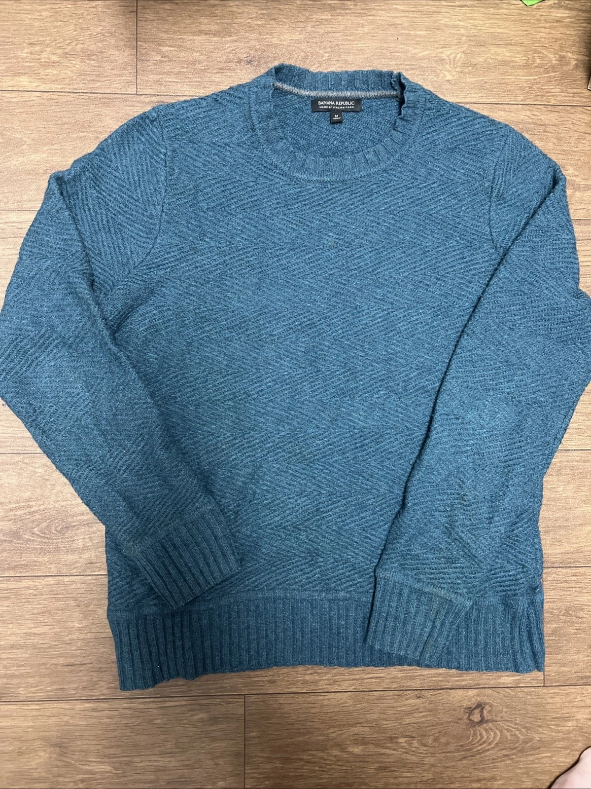 ITALIAN MERINO WOOL CREW-NECK SWEATER Banana republic! Teal M Classic