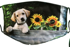 Sunflower Golden Puppy Dog Fashion Face Mask Washable Adjustable Unisex Cotton