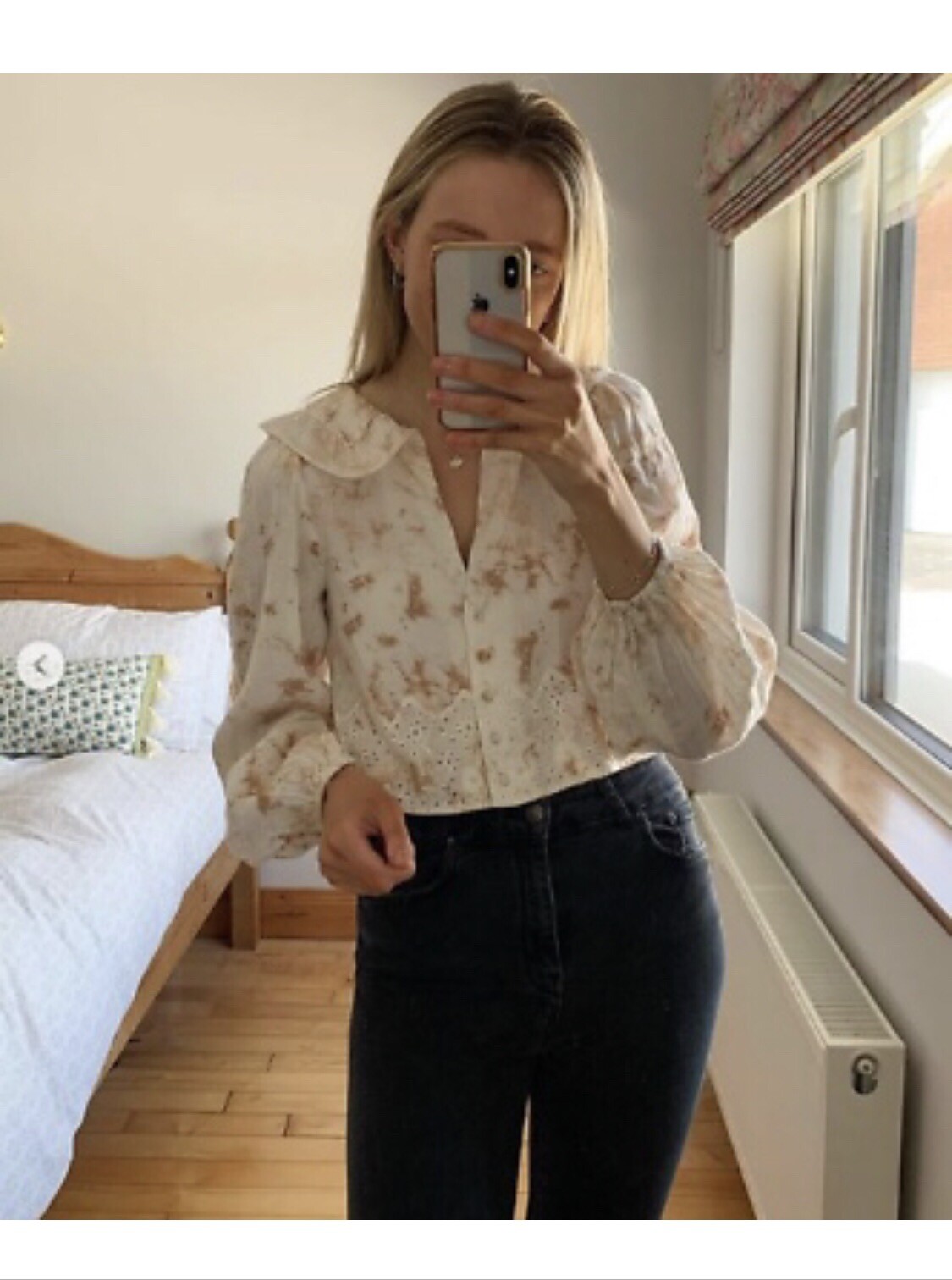 Zara SS21 Tie Dye Crop Top Blouse Oversized Collar Size S BNWT Beige | eBay