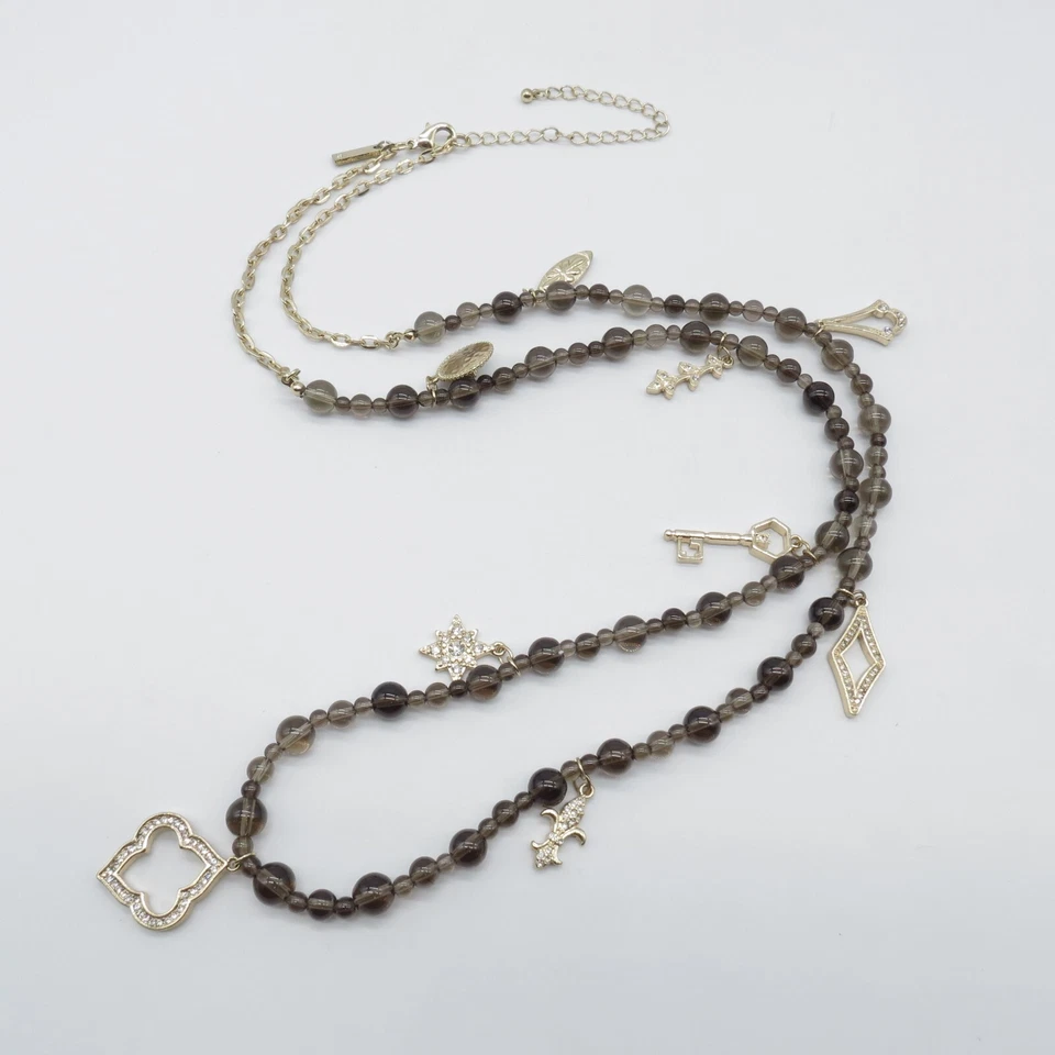 Ожерелье с коричневым бисером WHBM марокканская подвеска золотистый цвет богемное 38 дюймов - Изображение 2 из 4