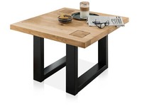 Couchtisch Wohnzimmertisch Kufenbeine Caldera Massivholz Wildeiche 70X70 Cm