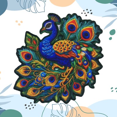 Peacock Patch Iron-on Applique Clothing, Peafowl, Animal, Bird Badge, Feather