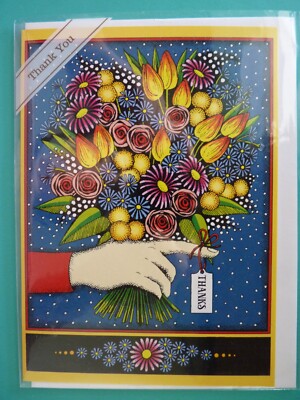 Thank You Greeting Card For Anyone THANKS A BUNCH Floral Bouquet-Trader Joe's