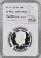 :2015-S S50C SILVER KENNEDY HALF DOLLAR NGC PROOF PF 70 UCAM RARE R4 HIGH GRADES