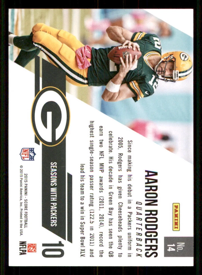 2015 Score Franchise Gold #14 Aaron Rodgers - Image 2 of 2