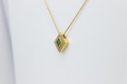 Tsavorite Pendant Diamond Square Pendant 18k Yellow Gold — photo 3