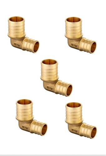 5 PCS EFIELD PEX 1"X 3/4" Reducing Elbow Crimp Brass Fittings ,Lead Free
