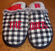 Target Wondershop Womens Slippers The Queen Black White Plaid Sz Medium 7/8 NWT