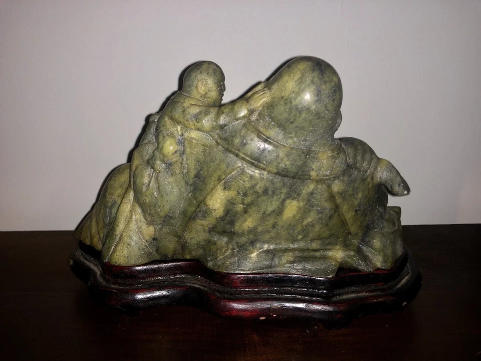 "Escultura de Buda reclinable de piedra Shoushan chino Qing tardío - 9,5"" de largo" Foto 3 de 4