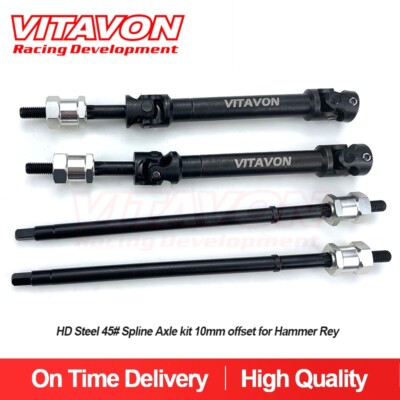 Vitavon  HD 45# V2 Steel Spline Axle Kit 10mm Offset For Losi Hammer Rey Silver