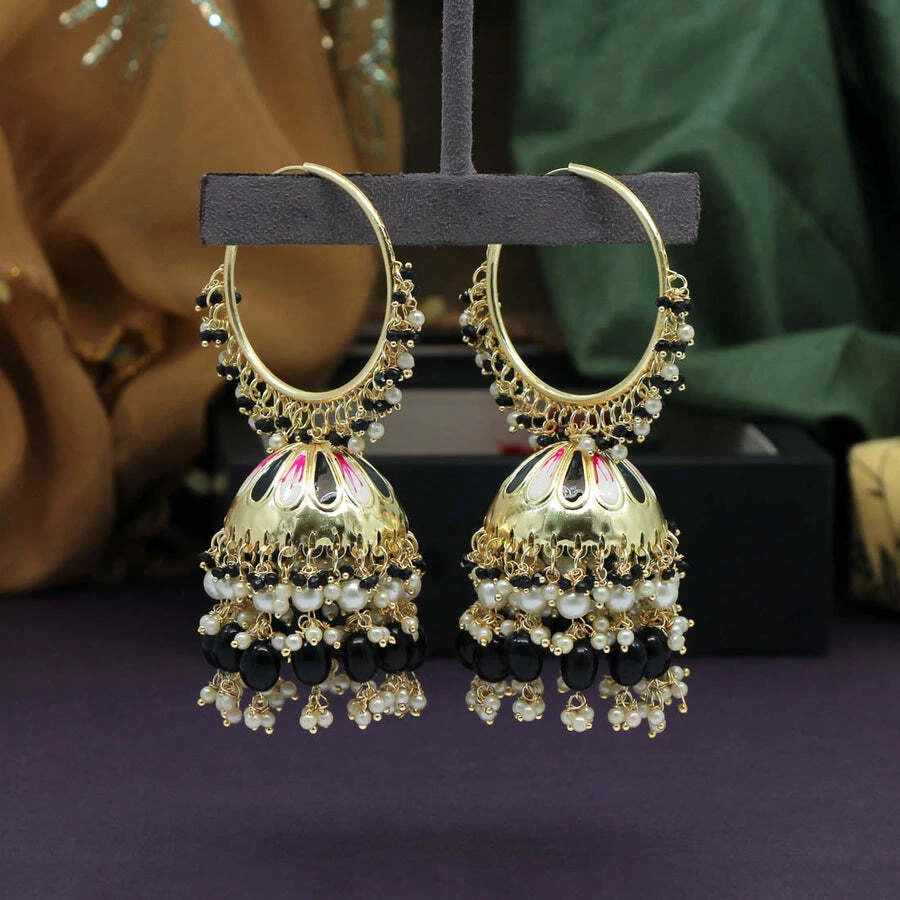 Hand painted shop meenakari earrings